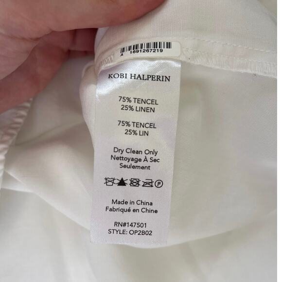 Kobi Halperin Raquel Blouse Tencel-Linen V-Neck Button-Front Sleeveless - Small - Picture 10 of 11